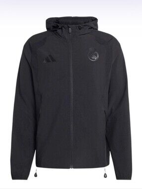 Adidas Black Real Madrid Hooded Windbreaker Jacket